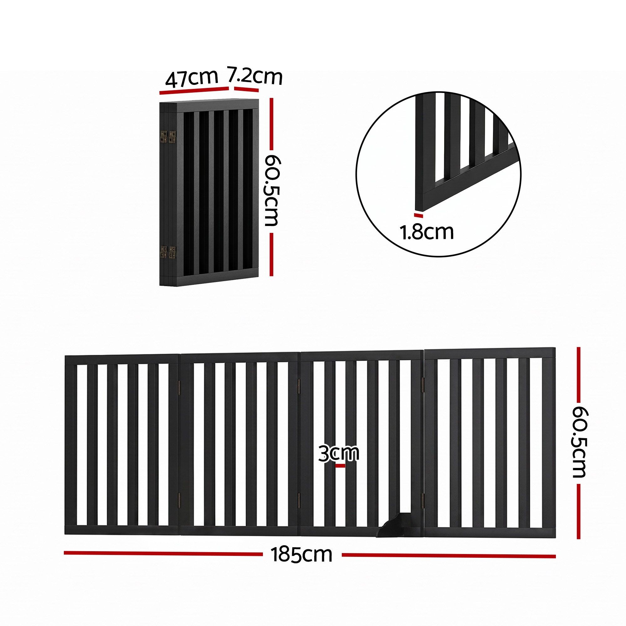 i.Pet Dog Gate Playpen Enclosure 4 Panels Pet Door Fence Wooden Play Pen Stair