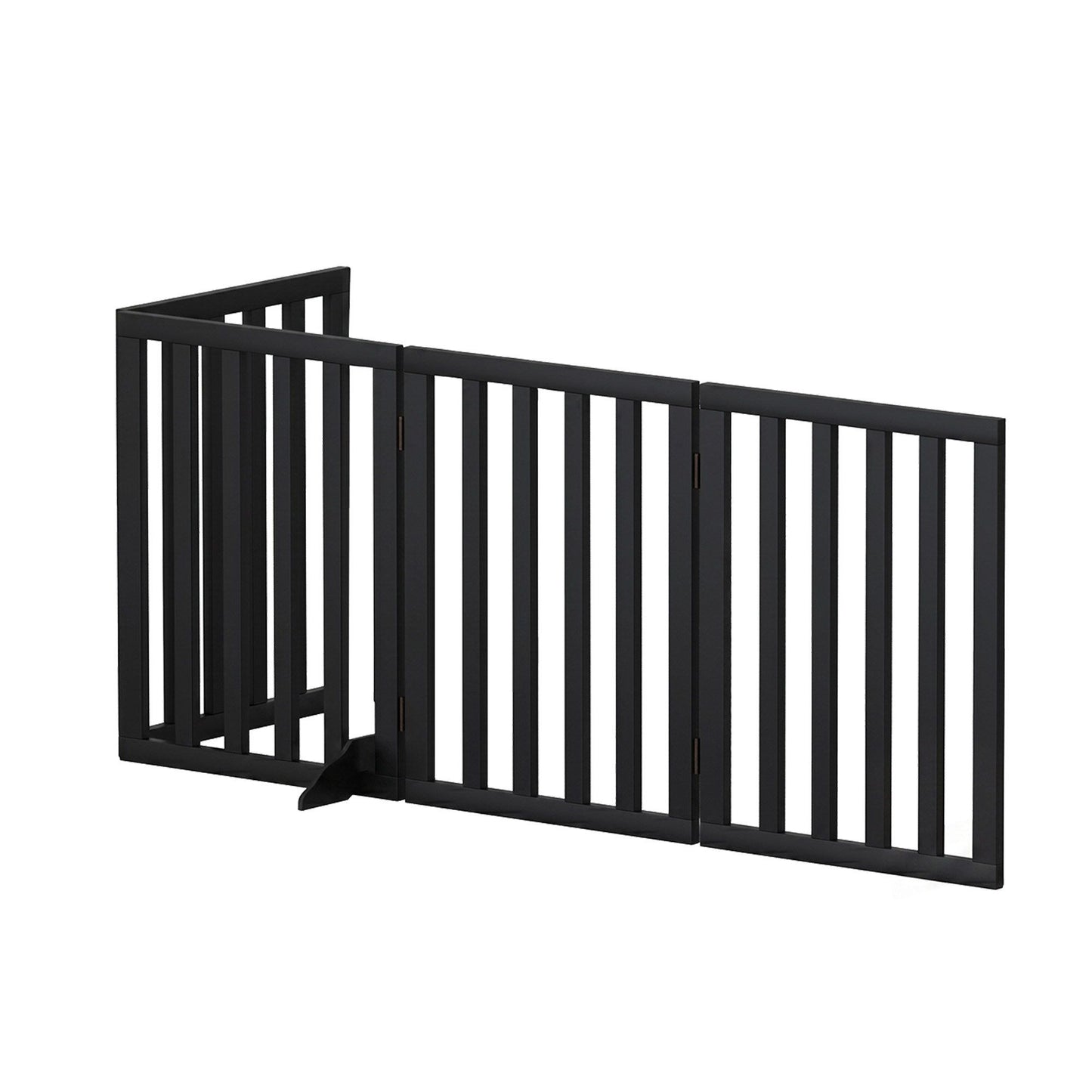 i.Pet Dog Gate Playpen Enclosure 4 Panels Pet Door Fence Wooden Play Pen Stair PET-GATE-WD-185X60-BK