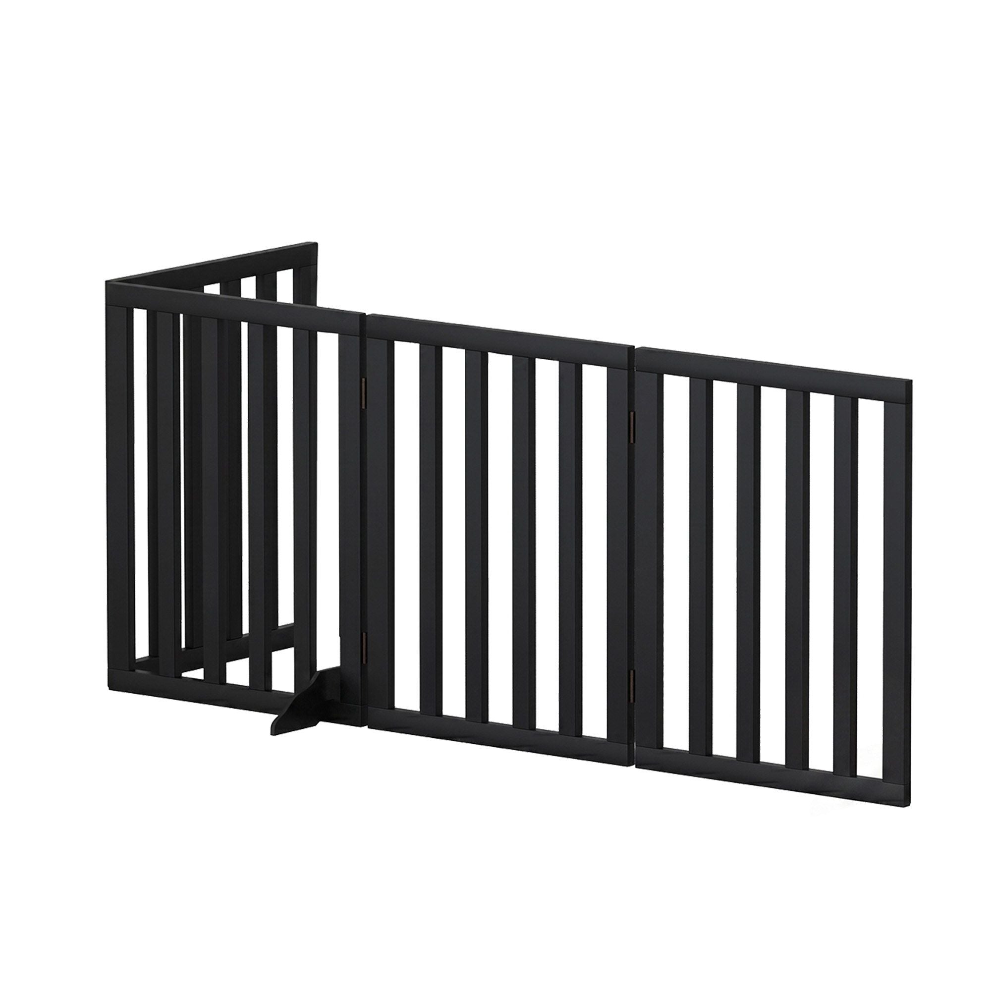 i.Pet Dog Gate Playpen Enclosure 4 Panels Pet Door Fence Wooden Play Pen Stair