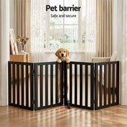 i.Pet Dog Gate Playpen Enclosure 4 Panels Pet Door Fence Wooden Play Pen Stair