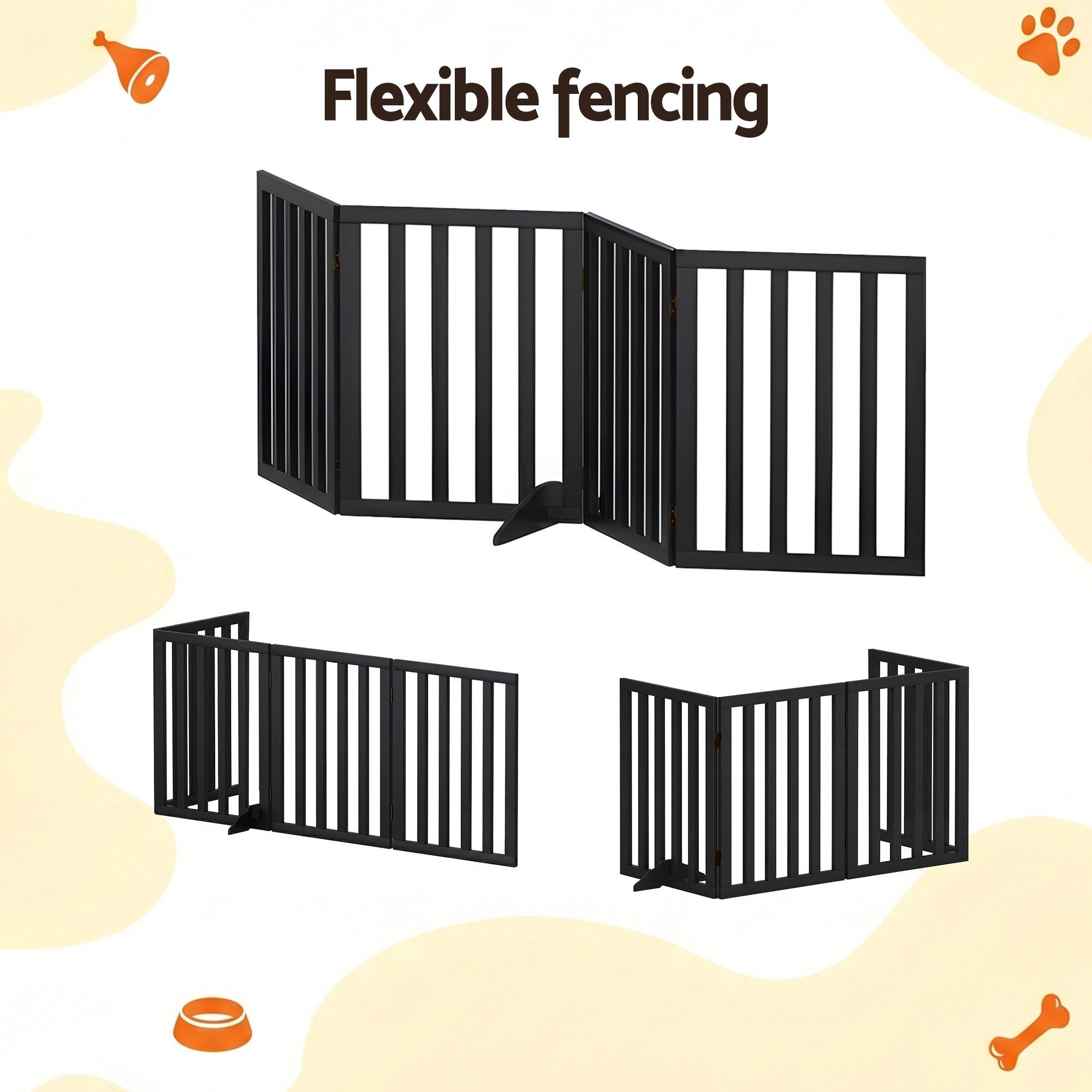i.Pet Dog Gate Playpen Enclosure 4 Panels Pet Door Fence Wooden Play Pen Stair