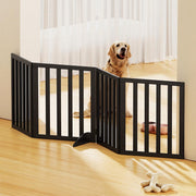 i.Pet Dog Gate Playpen Enclosure 4 Panels Pet Door Fence Wooden Play Pen Stair