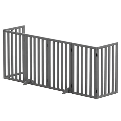 i.Pet Dog Gate Playpen Enclosure 6 Panels Pet Door Fence Wooden Play Pen Stair PET-GATE-WD-282X80-GR