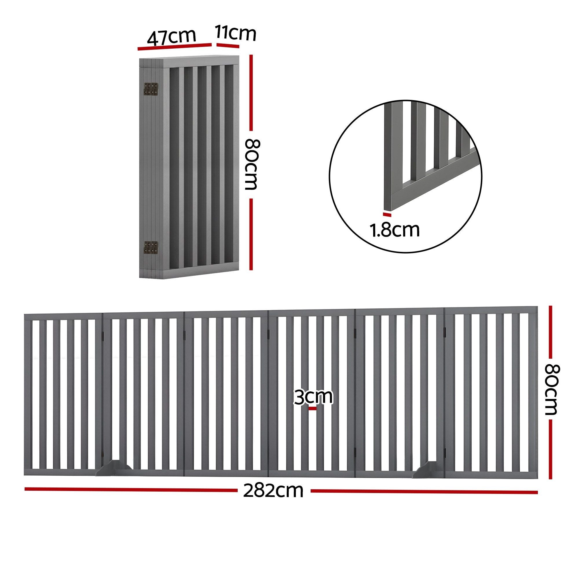 i.Pet Dog Gate Playpen Enclosure 6 Panels Pet Door Fence Wooden Play Pen Stair