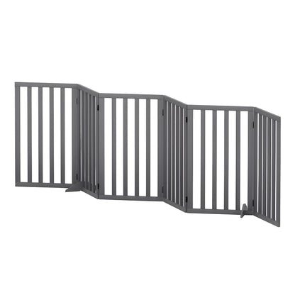 i.Pet Dog Gate Playpen Enclosure 6 Panels Pet Door Fence Wooden Play Pen Stair PET-GATE-WD-282X80-GR