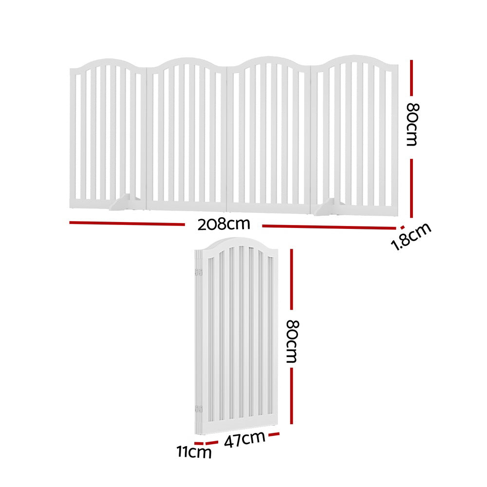 i.Pet Dog Playpen Enclosure 4 Panel Pet Fence Wooden Play Pen PET-GATE-WOOD-80-WH