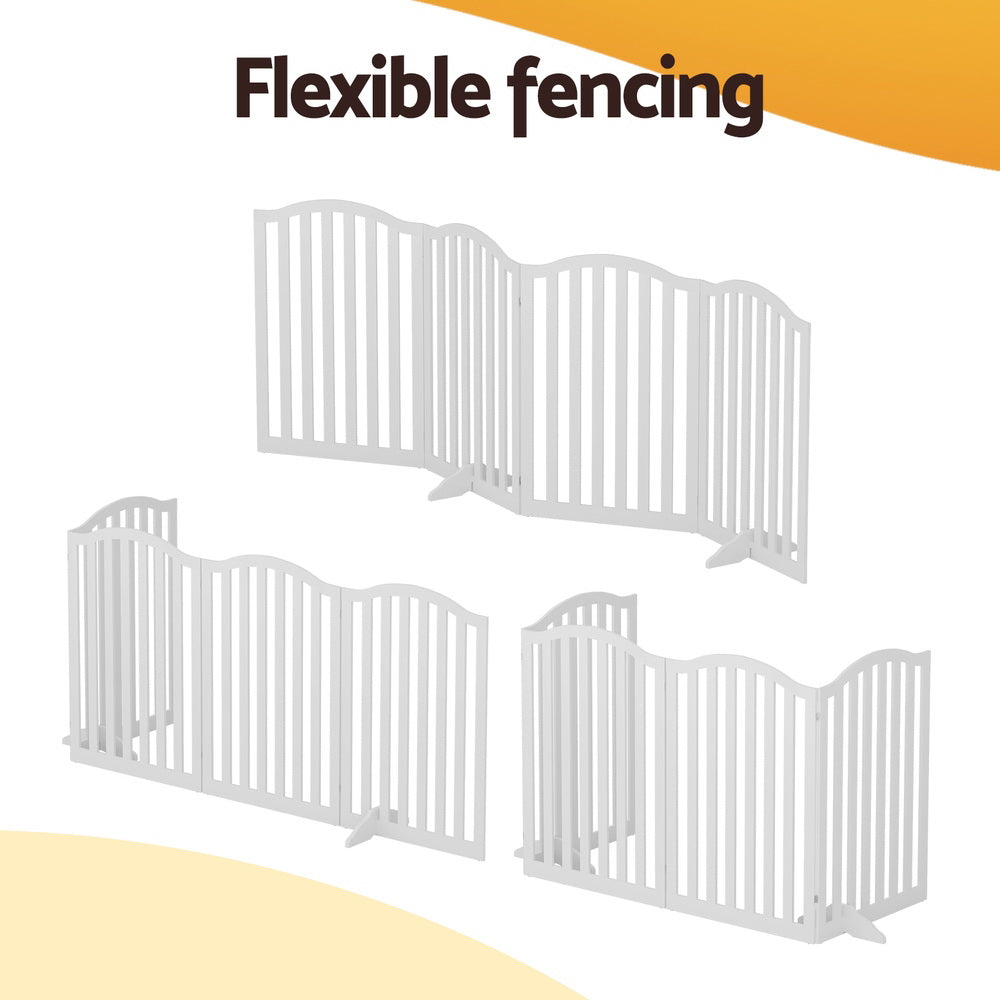 i.Pet Dog Playpen Enclosure 4 Panel Pet Fence Wooden Play Pen PET-GATE-WOOD-80-WH