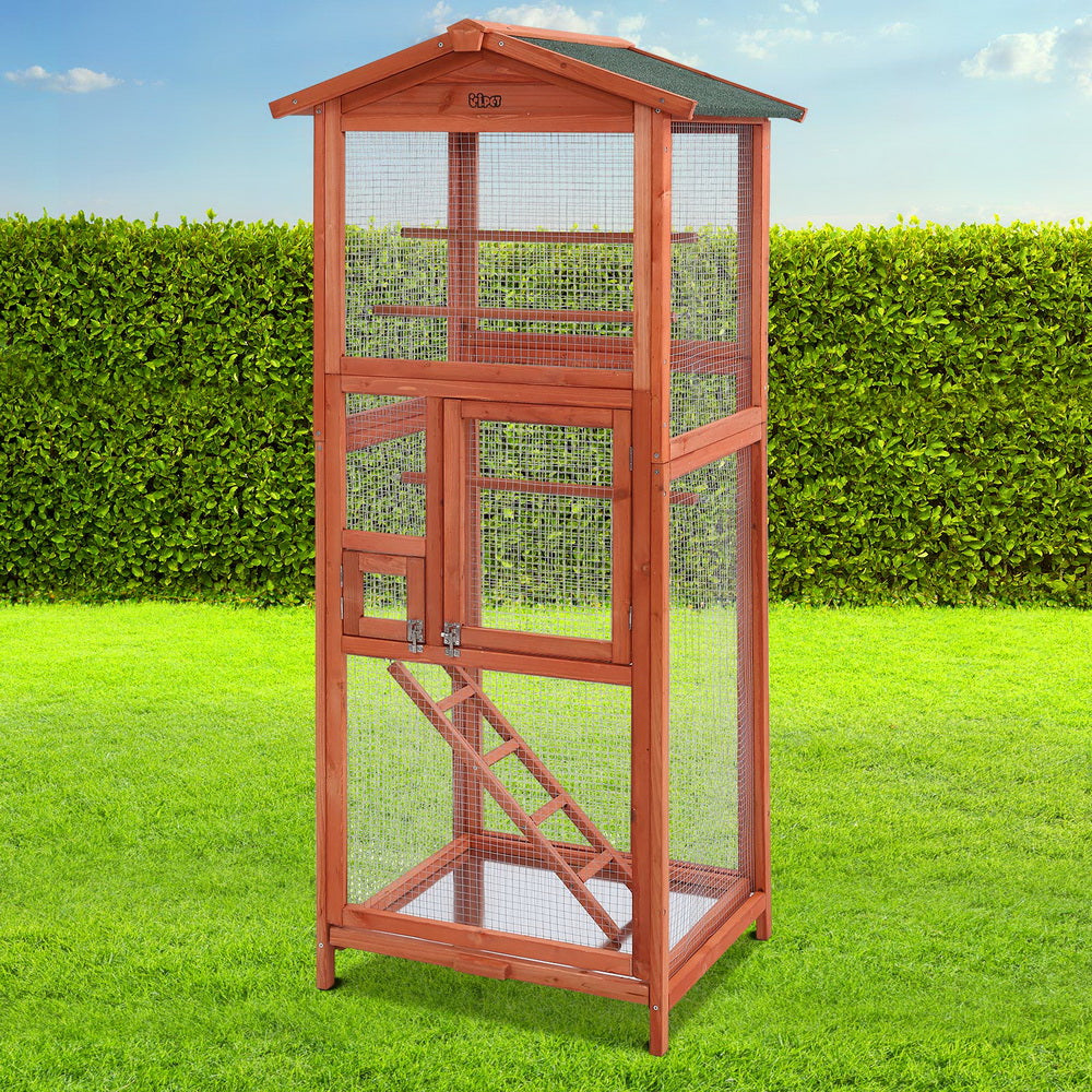 i.Pet Bird Cage 72cm x 60cm x 168cm Pet Cages Large Aviary Parrot Carrier Travel Canary Wooden XL PET-GT-BIRD-WBC02