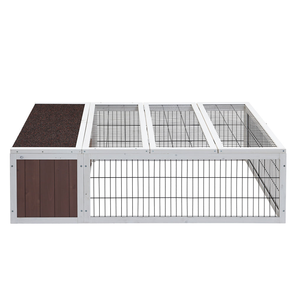 i.Pet Rabbit Hutch 124cm x 90cm x 35cm Chicken Coop Large Outdoor Wooden Run Cage House PET-GT-CH9035-BW