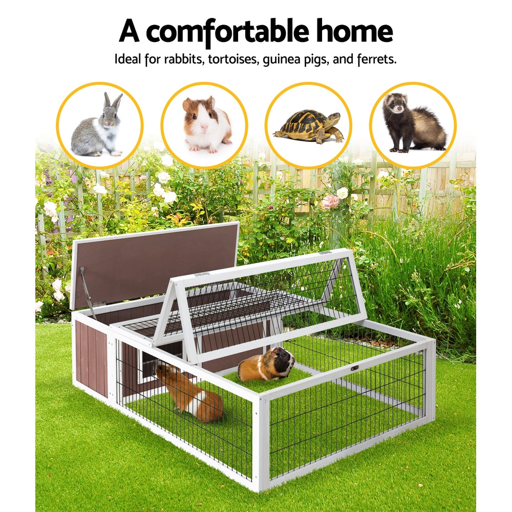 i.Pet Rabbit Hutch 124cm x 90cm x 35cm Chicken Coop Large Outdoor Wooden Run Cage House PET-GT-CH9035-BW