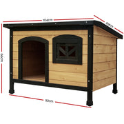 i.Pet Dog Kennel Extra Large Wooden Outdoor Indoor Puppy Pet House Cabin Crate Weatherproof PET-GT-DH5-L-BK