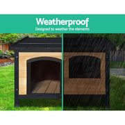 i.Pet Dog Kennel Extra Large Wooden Outdoor Indoor Puppy Pet House Cabin Crate Weatherproof PET-GT-DH5-L-BK