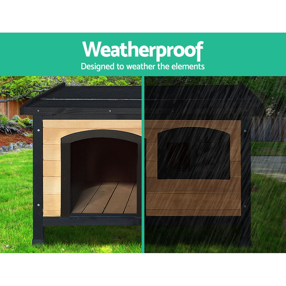 i.Pet Dog Kennel Extra Large Wooden Outdoor Indoor Puppy Pet House Cabin Crate Weatherproof PET-GT-DH5-L-BK