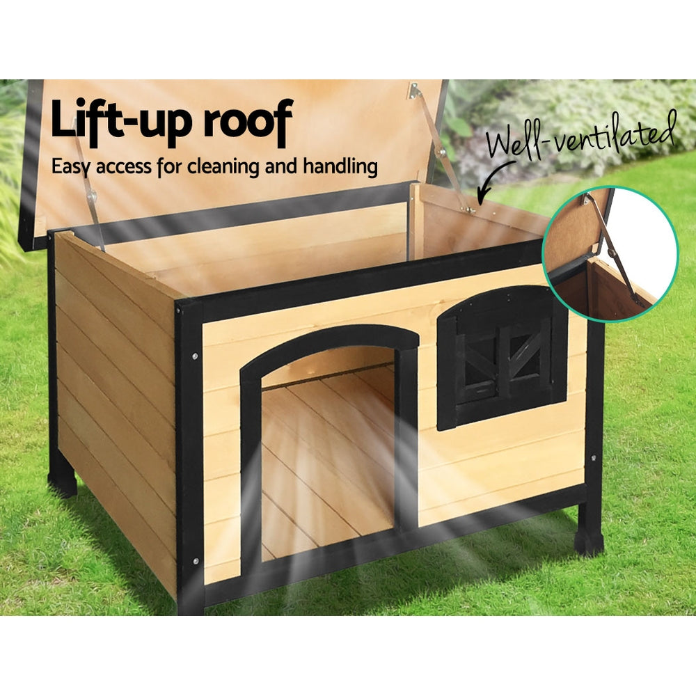 i.Pet Dog Kennel Extra Large Wooden Outdoor Indoor Puppy Pet House Cabin Crate Weatherproof PET-GT-DH5-L-BK