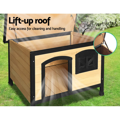 i.Pet Dog Kennel Extra Large Wooden Outdoor Indoor Puppy Pet House Cabin Crate Weatherproof PET-GT-DH5-L-BK