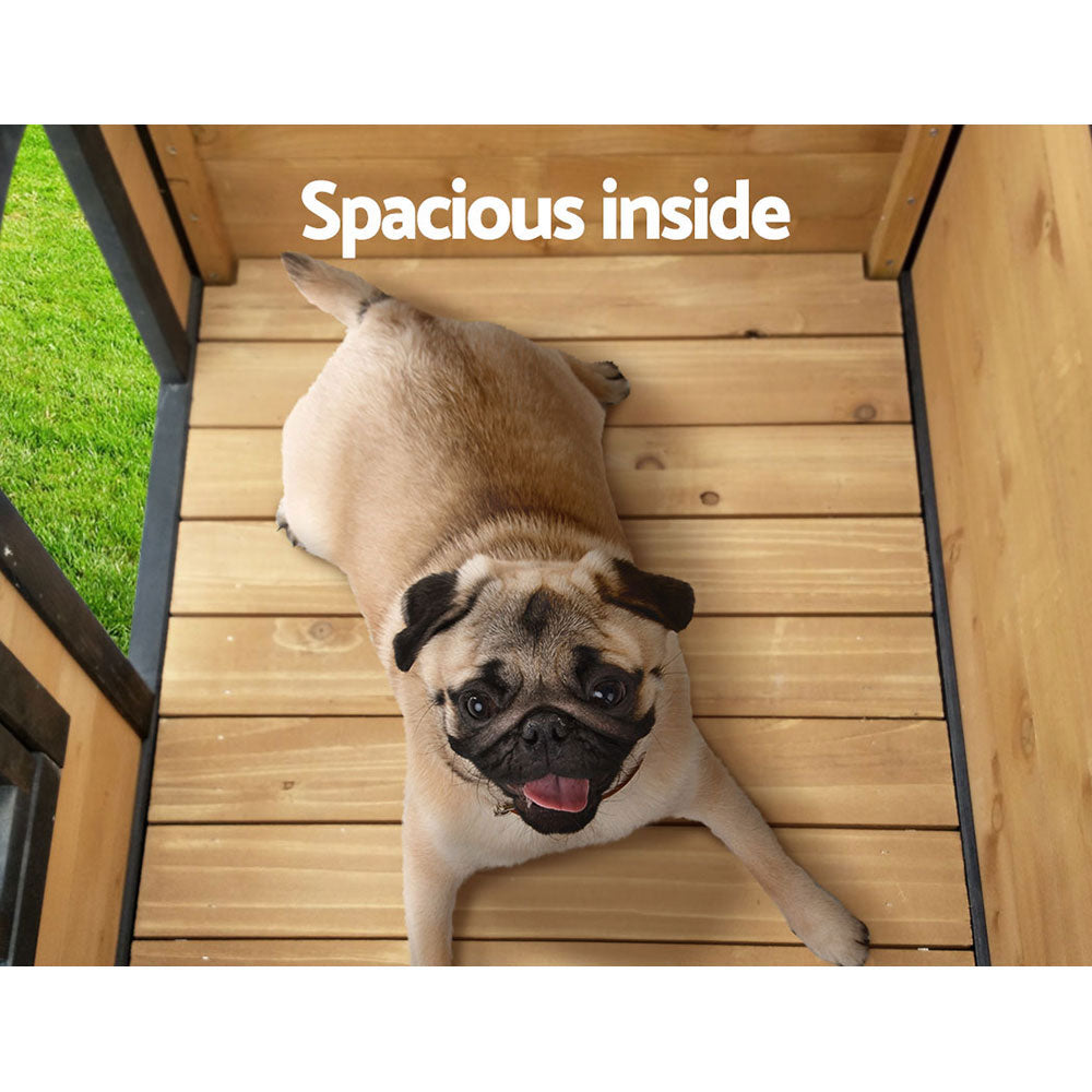 i.Pet Dog Kennel Extra Large Wooden Outdoor Indoor Puppy Pet House Cabin Crate Weatherproof PET-GT-DH5-L-BK