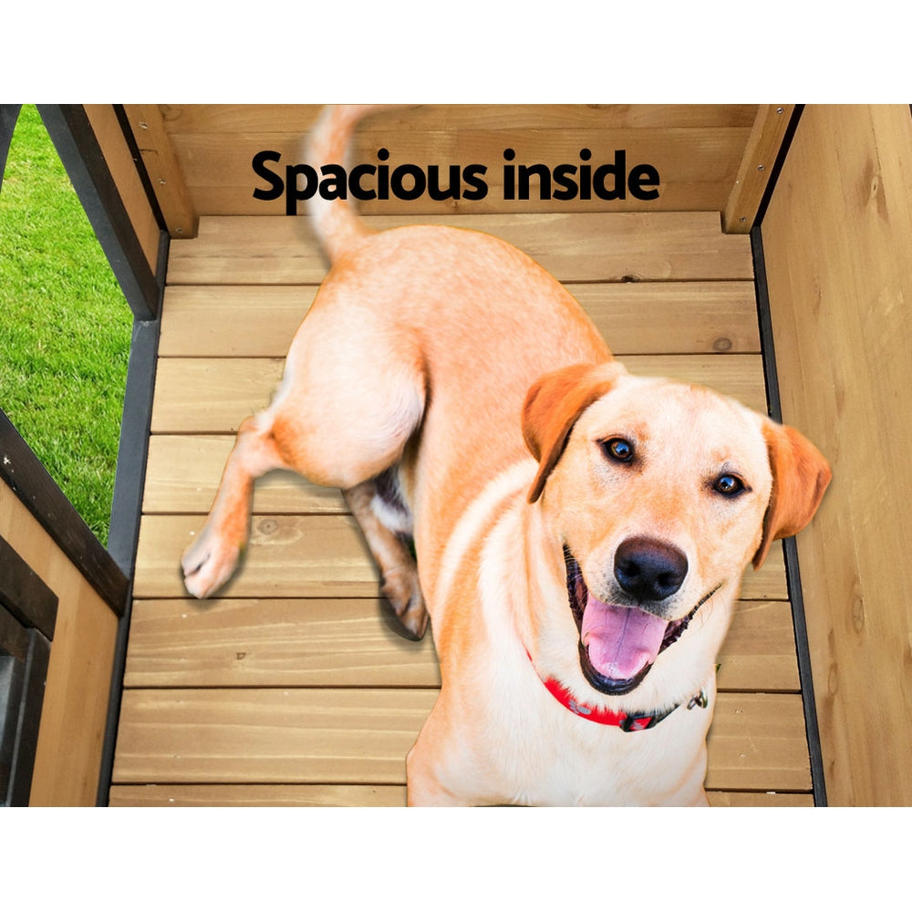 i.Pet Dog Kennel Extra Large Wooden Outdoor Indoor Puppy Pet House Cabin Crate Weatherproof PET-GT-DH5-L-BK