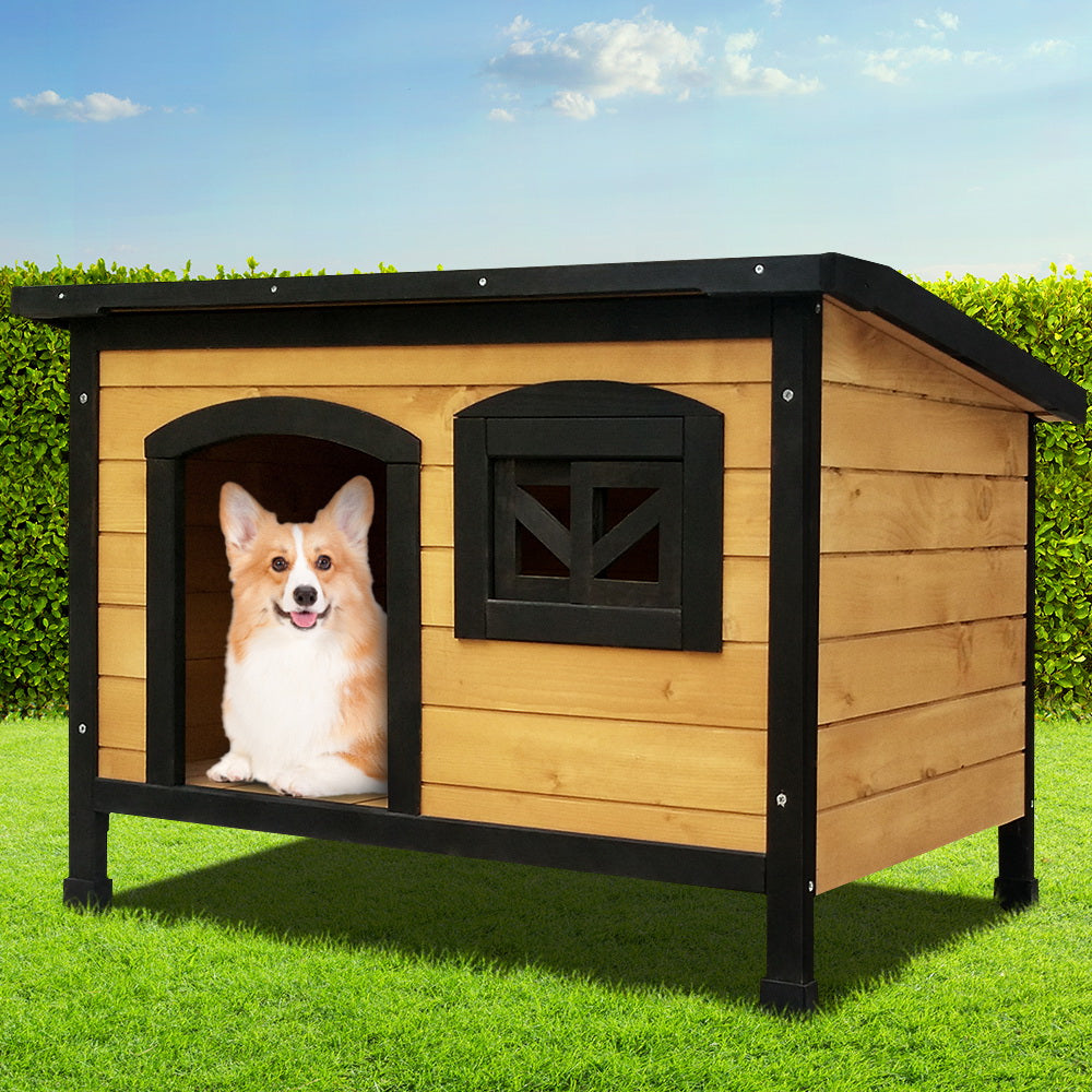 i.Pet Dog Kennel Extra Large Wooden Outdoor Indoor Puppy Pet House Cabin Crate Weatherproof PET-GT-DH5-L-BK