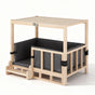 i.Pet 2in1 Dog Kennel Crate Furniture Grey Bedding Wooden House Indoor PET-GT-DH75-BED-BR