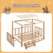 i.Pet 2in1 Dog Kennel Crate Furniture Grey Bedding Wooden House Indoor PET-GT-DH75-BED-BR