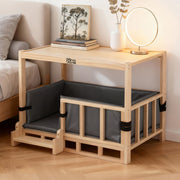 i.Pet 2in1 Dog Kennel Crate Furniture Grey Bedding Wooden House Indoor PET-GT-DH75-BED-BR