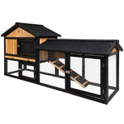 i.Pet Chicken Coop Rabbit Hutch 165cm x 43cm x 86cm Chicken Coop Large Run House Cage Wooden Outdoor PET-GT-R036L-180