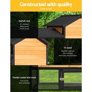 i.Pet Chicken Coop Rabbit Hutch 165cm x 43cm x 86cm Chicken Coop Large Run House Cage Wooden Outdoor PET-GT-R036L-180