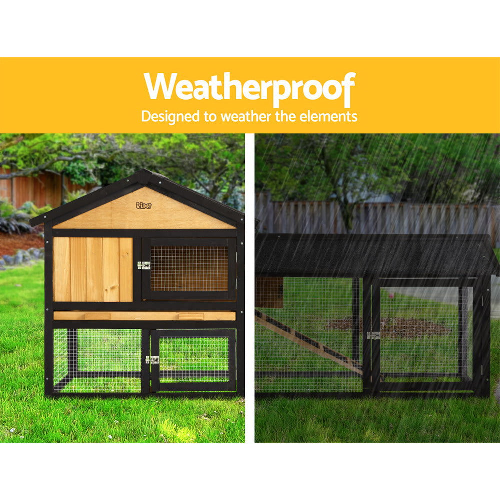 i.Pet Chicken Coop Rabbit Hutch 165cm x 43cm x 86cm Chicken Coop Large Run House Cage Wooden Outdoor PET-GT-R036L-180