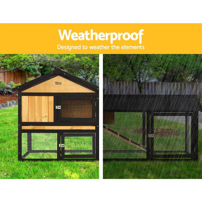 i.Pet Chicken Coop Rabbit Hutch 165cm x 43cm x 86cm Chicken Coop Large Run House Cage Wooden Outdoor PET-GT-R036L-180