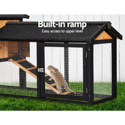 i.Pet Chicken Coop Rabbit Hutch 165cm x 43cm x 86cm Chicken Coop Large Run House Cage Wooden Outdoor PET-GT-R036L-180
