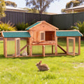i.Pet Chicken Coop Rabbit Hutch 220cm x 44cm x 84cm Large Chicken Coop Run Wooden Outdoor Cage House PET-GT-RH1500D-220