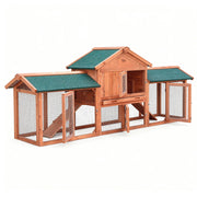 i.Pet Chicken Coop Rabbit Hutch 220cm x 44cm x 84cm Large Chicken Coop Run Wooden Outdoor Cage House PET-GT-RH1500D-220