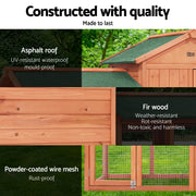 i.Pet Chicken Coop Rabbit Hutch 220cm x 44cm x 84cm Large Chicken Coop Run Wooden Outdoor Cage House PET-GT-RH1500D-220