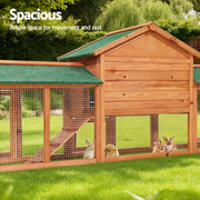 i.Pet Chicken Coop Rabbit Hutch 220cm x 44cm x 84cm Large Chicken Coop Run Wooden Outdoor Cage House PET-GT-RH1500D-220