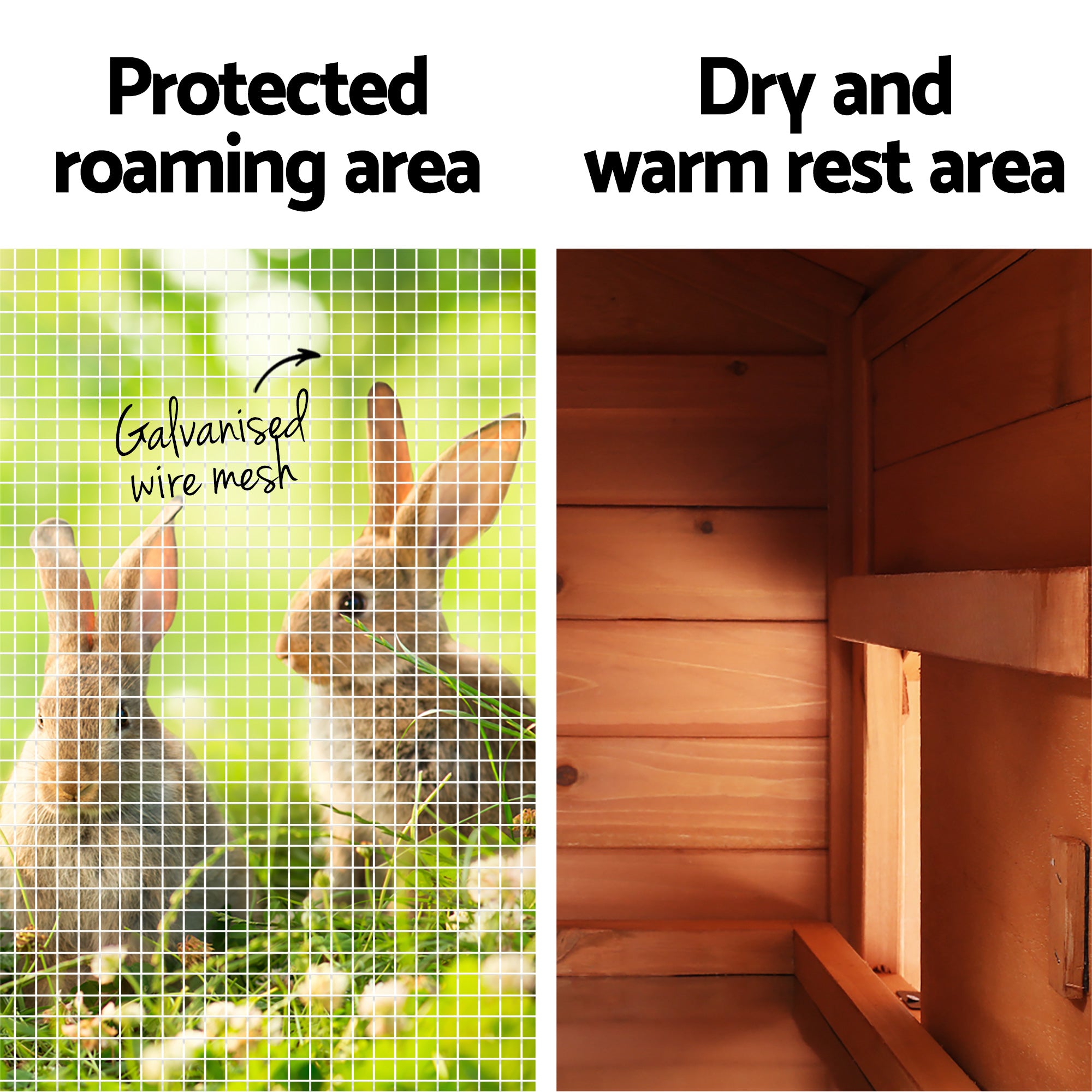 i.Pet Chicken Coop Rabbit Hutch 220cm x 44cm x 84cm Large Chicken Coop Run Wooden Outdoor Cage House PET-GT-RH1500D-220