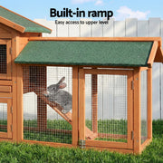 i.Pet Chicken Coop Rabbit Hutch 220cm x 44cm x 84cm Large Chicken Coop Run Wooden Outdoor Cage House PET-GT-RH1500D-220