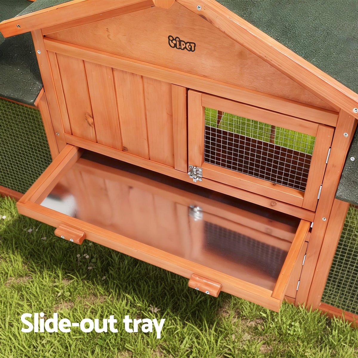 i.Pet Chicken Coop Rabbit Hutch 220cm x 44cm x 84cm Large Chicken Coop Run Wooden Outdoor Cage House PET-GT-RH1500D-220