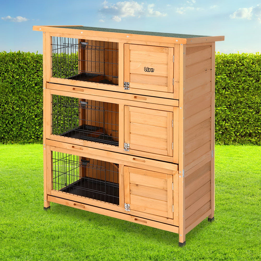 i.Pet Rabbit Hutch Chicken Coop 91.5cm x 46cm x 116.5cm Chicken Coop Large House Cage Run Wooden Outdoor PET-GT-RHT1240-3L