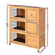i.Pet Rabbit Hutch Chicken Coop 91.5cm x 46cm x 116.5cm Chicken Coop Large House Cage Run Wooden Outdoor PET-GT-RHT1240-3L