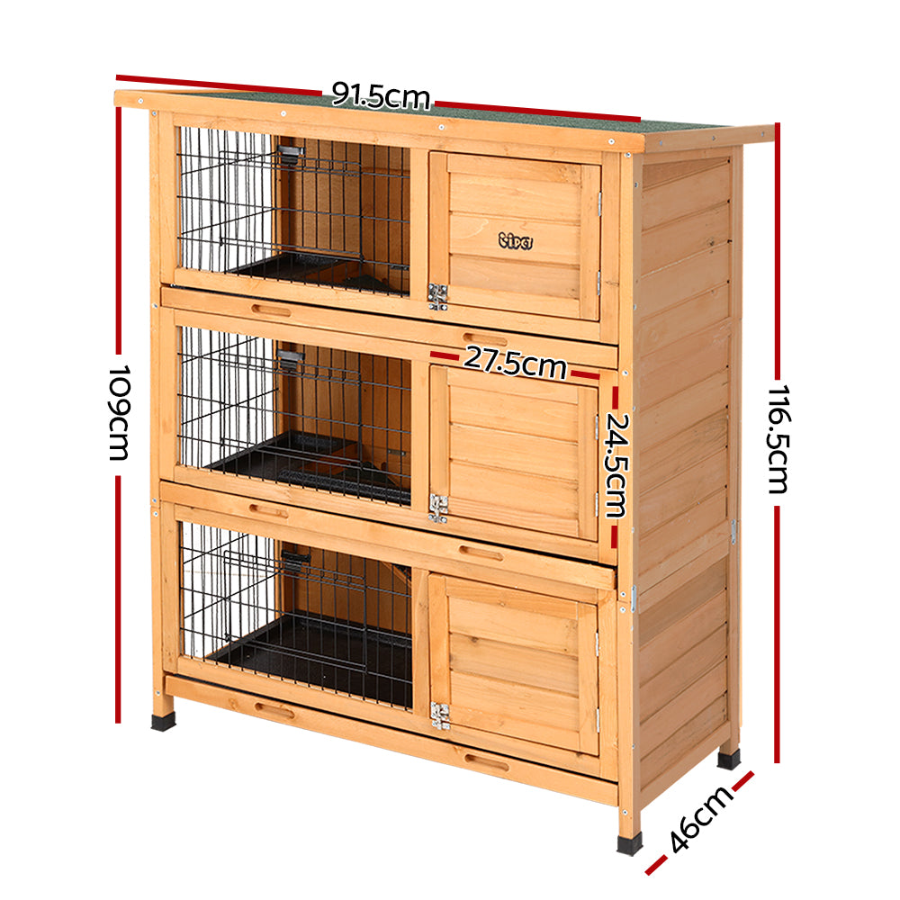i.Pet Rabbit Hutch Chicken Coop 91.5cm x 46cm x 116.5cm Chicken Coop Large House Cage Run Wooden Outdoor PET-GT-RHT1240-3L