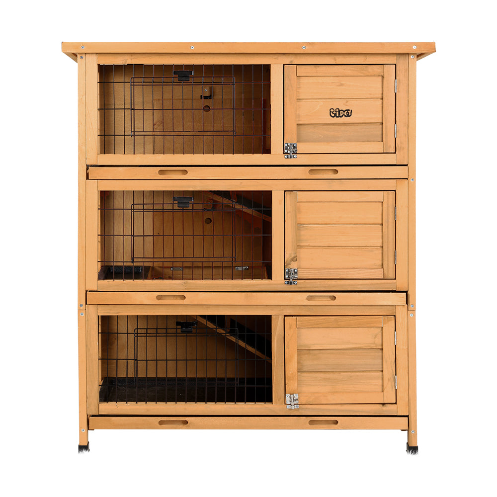 i.Pet Rabbit Hutch Chicken Coop 91.5cm x 46cm x 116.5cm Chicken Coop Large House Cage Run Wooden Outdoor PET-GT-RHT1240-3L