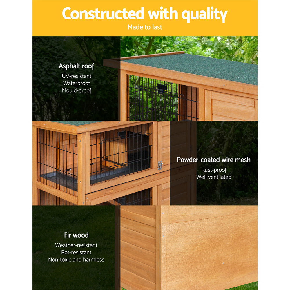 i.Pet Rabbit Hutch Chicken Coop 91.5cm x 46cm x 116.5cm Chicken Coop Large House Cage Run Wooden Outdoor PET-GT-RHT1240-3L