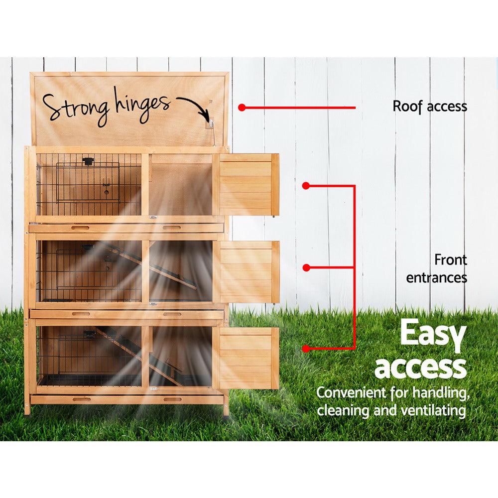 i.Pet Rabbit Hutch Chicken Coop 91.5cm x 46cm x 116.5cm Chicken Coop Large House Cage Run Wooden Outdoor PET-GT-RHT1240-3L