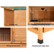 i.Pet Rabbit Hutch Chicken Coop 91.5cm x 46cm x 116.5cm Chicken Coop Large House Cage Run Wooden Outdoor PET-GT-RHT1240-3L