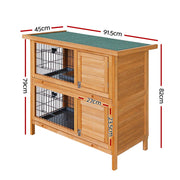 i.Pet Rabbit Hutch Chicken Coop 91.5cm x 45cm x 82cm Chicken Coop Large Wooden House Run Cage PET-GT-RHT1240