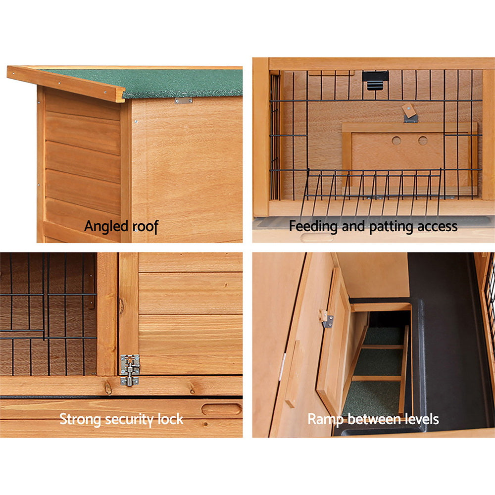 i.Pet Rabbit Hutch Chicken Coop 91.5cm x 45cm x 82cm Chicken Coop Large Wooden House Run Cage PET-GT-RHT1240
