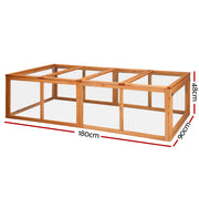 i.Pet Chicken Coop Rabbit Hutch 180cm Extra Large Wooden Chicken House Run XL Hen Cage PET-GT-RR-4
