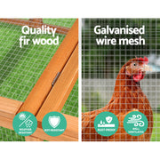 i.Pet Chicken Coop Rabbit Hutch 180cm Extra Large Wooden Chicken House Run XL Hen Cage PET-GT-RR-4