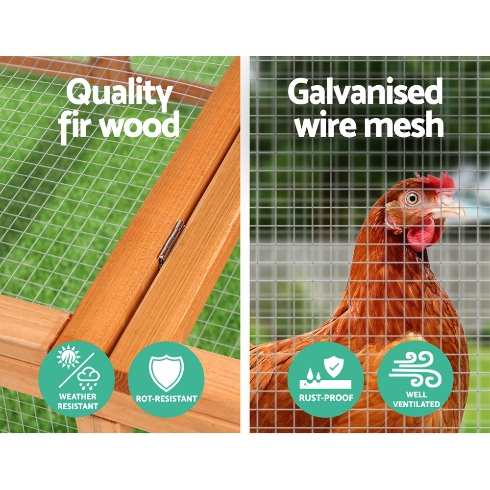 i.Pet Chicken Coop Rabbit Hutch 180cm Extra Large Wooden Chicken House Run XL Hen Cage PET-GT-RR-4