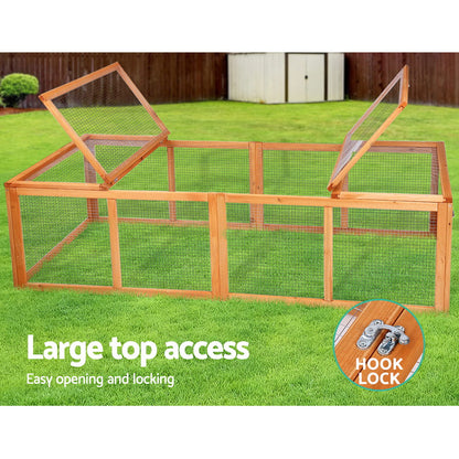 i.Pet Chicken Coop Rabbit Hutch 180cm Extra Large Wooden Chicken House Run XL Hen Cage PET-GT-RR-4